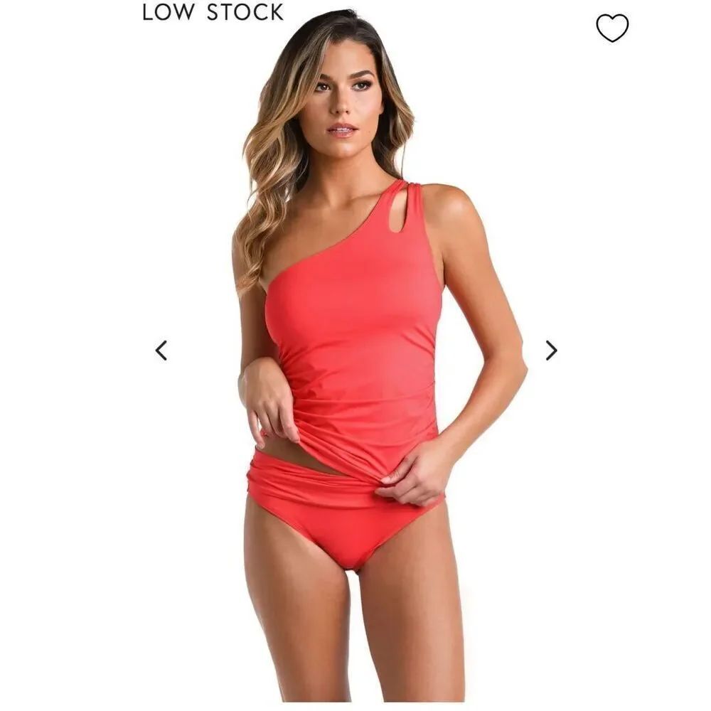 La Blanca Orange Island Goddess One Shoulder Key Hole Tankini sz 16 MWOT